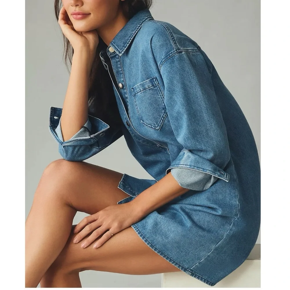 Mare Mare x Anthropologie Denim Shirt Dress🎉🎉 - Picture 2 of 3